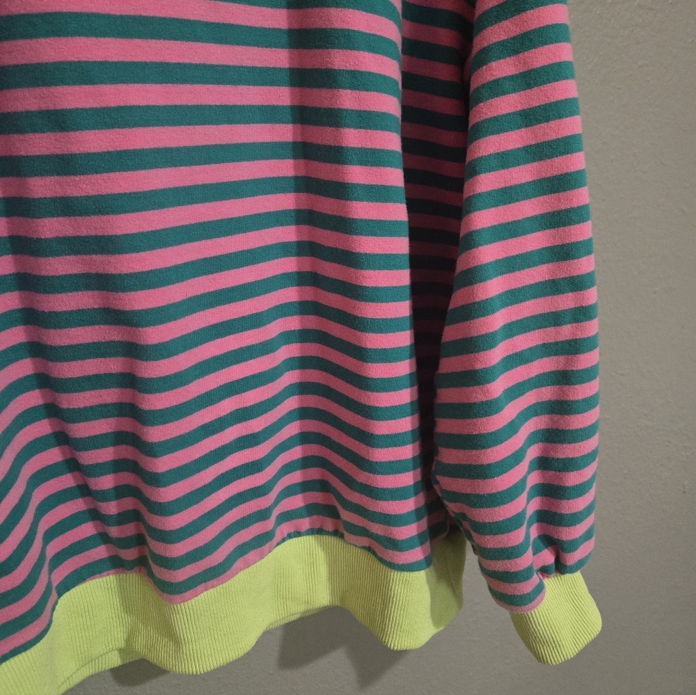 Pink & Green Striped Color Block Sweater Size Medium - Picture 4 of 16